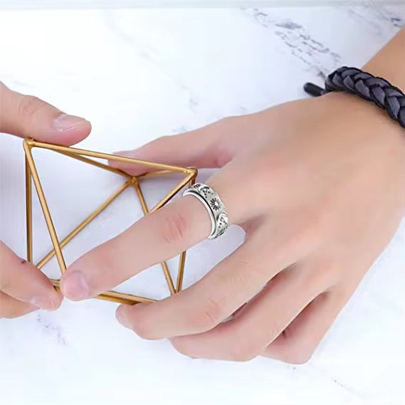 Celestial Spinning Ring  - 8mm Sun, Moon & Stars Rotating Fidget Ring