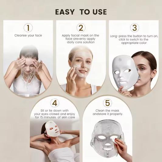 LED Face Mask | 7 Color Light Therapy | At Home Skincare Device | Glow Skin Tool